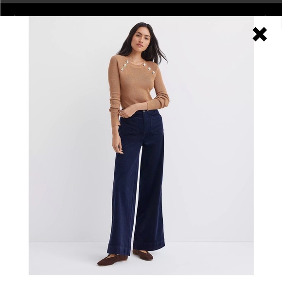 LOFT Black Palmer Corduroy Wide-Leg Pants - Picture 4 of 4